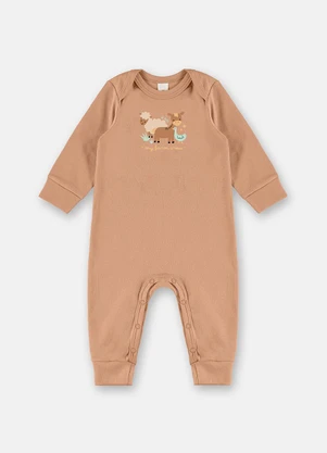 Up Baby - Macacão Manga Longa Bebê Menino Bege - UP BABY
