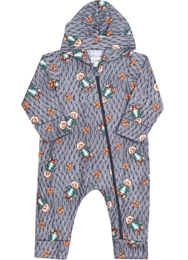 Sempre Kids - Macacão Masculino Urso Cinza