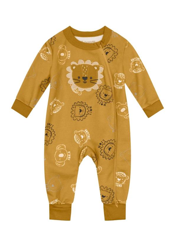 Brandili Baby - Macacão Moletom Bebê Menino Leãozinho Amarelo