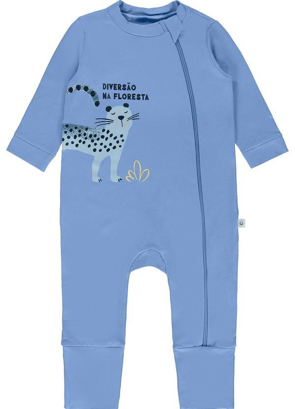 Malwee Kids - Macacão Onça com Pé Reversível Azul