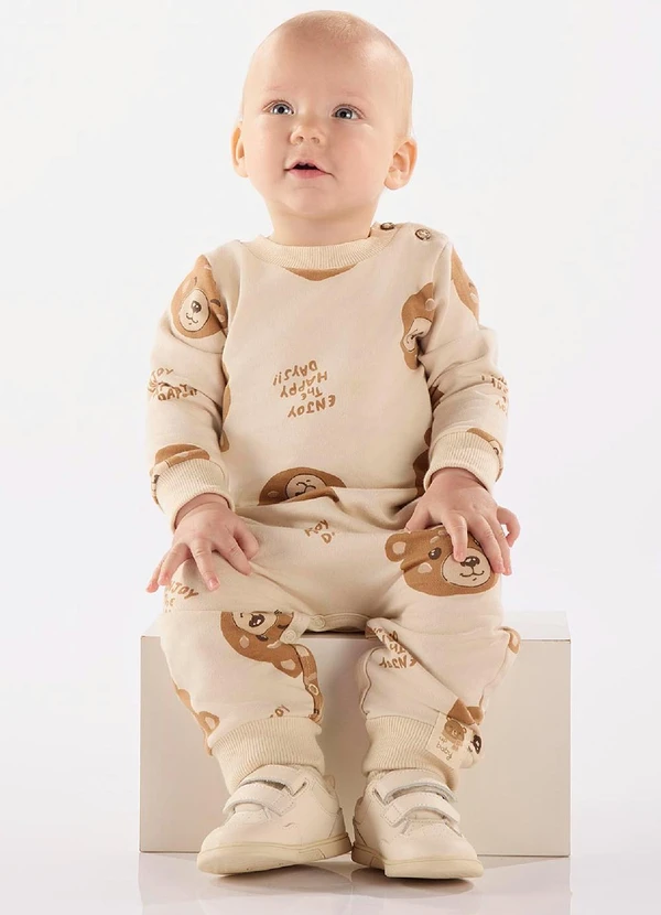 Up Baby - Macacão para Bebê Menino Bege