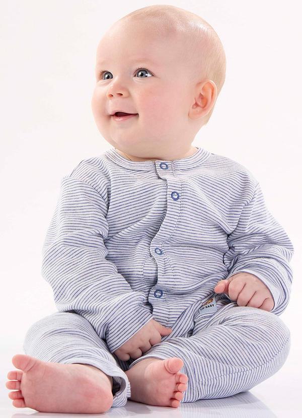 Up Baby - Macacão para Bebê Menino em Ribana Bege