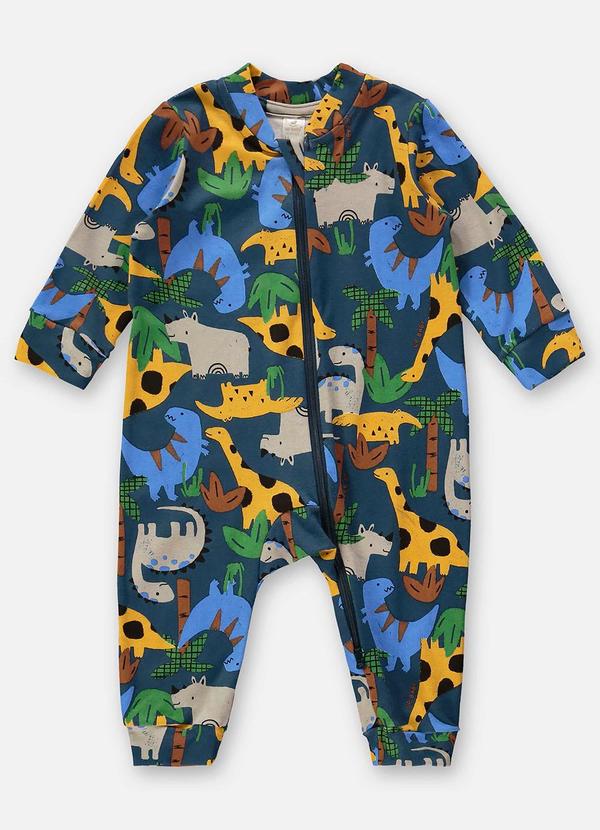 Up Baby - Macacão para Bebê Menino em Suedine Azul