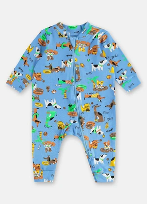 Up Baby - Macacão para Bebê Menino em Suedine Azul - UP BABY