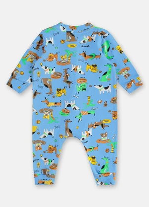 Up Baby - Macacão para Bebê Menino em Suedine Azul - UP BABY