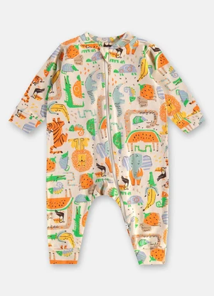 Up Baby - Macacão para Bebê Menino em Suedine Bege - UP BABY