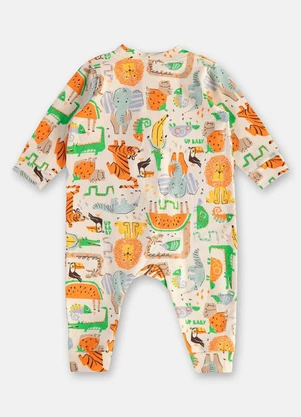 Up Baby - Macacão para Bebê Menino em Suedine Bege - UP BABY