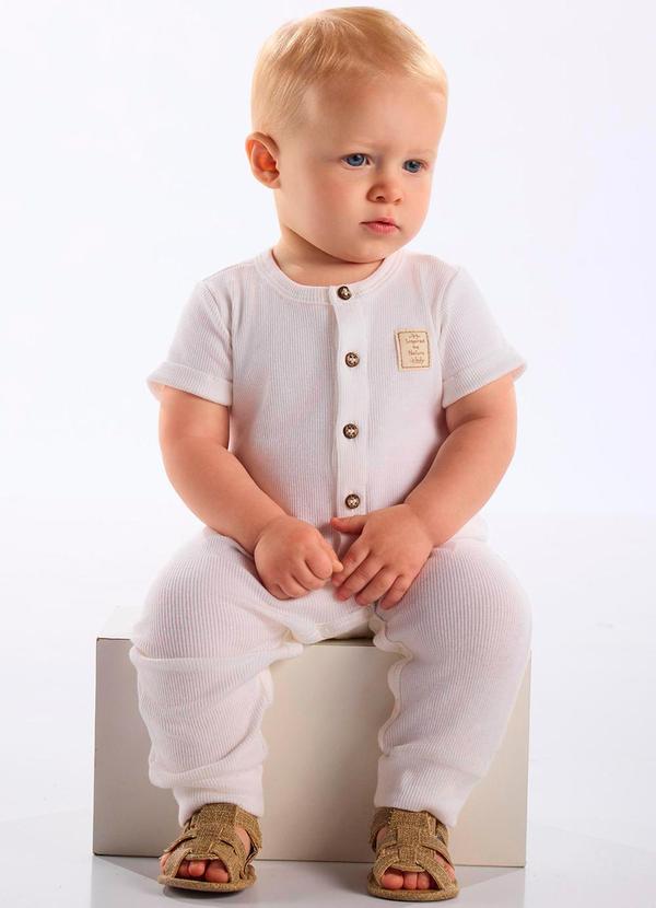 Up Baby - Macacão Ribana Unissex Bebê Branco