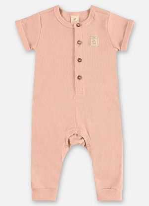 Up Baby - Macacão Ribana Unissex Bebê Rosa - UP BABY