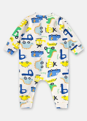 Up Baby - Macacão Suedine para Bebê Menino Branco - UP BABY