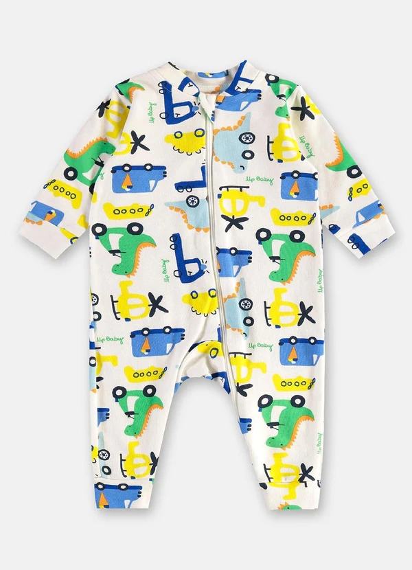 Up Baby - Macacão Suedine para Bebê Menino Branco