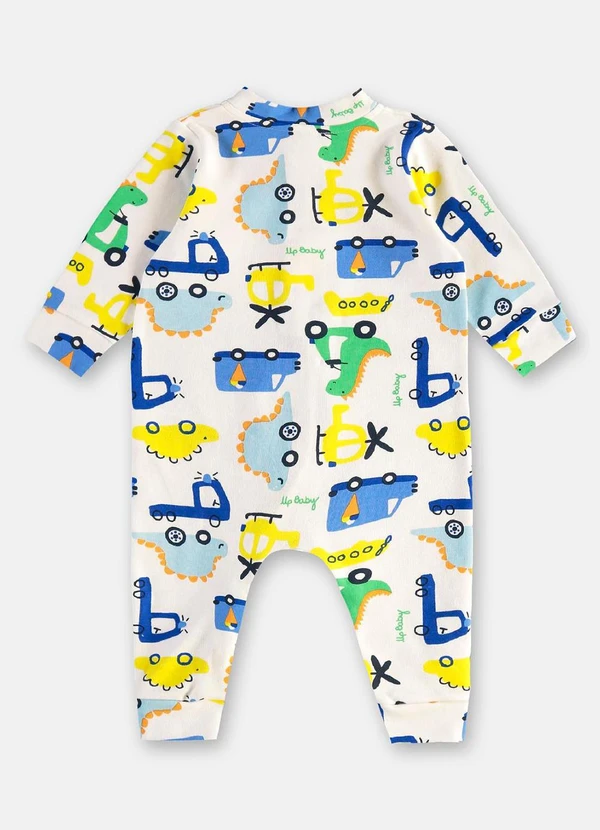 Up Baby - Macacão Suedine para Bebê Menino Branco 2