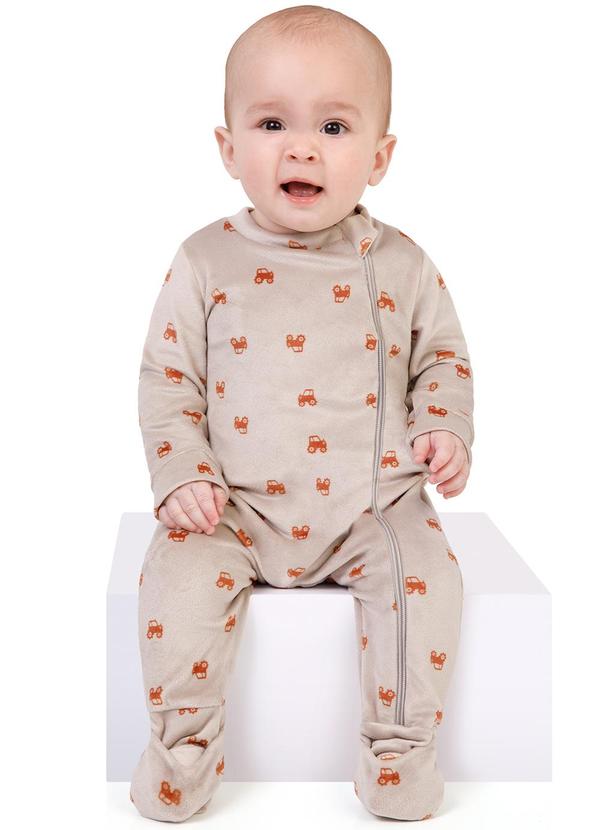 Malwee Kids - Macacão Tratorzinho com Pezinho Laranja