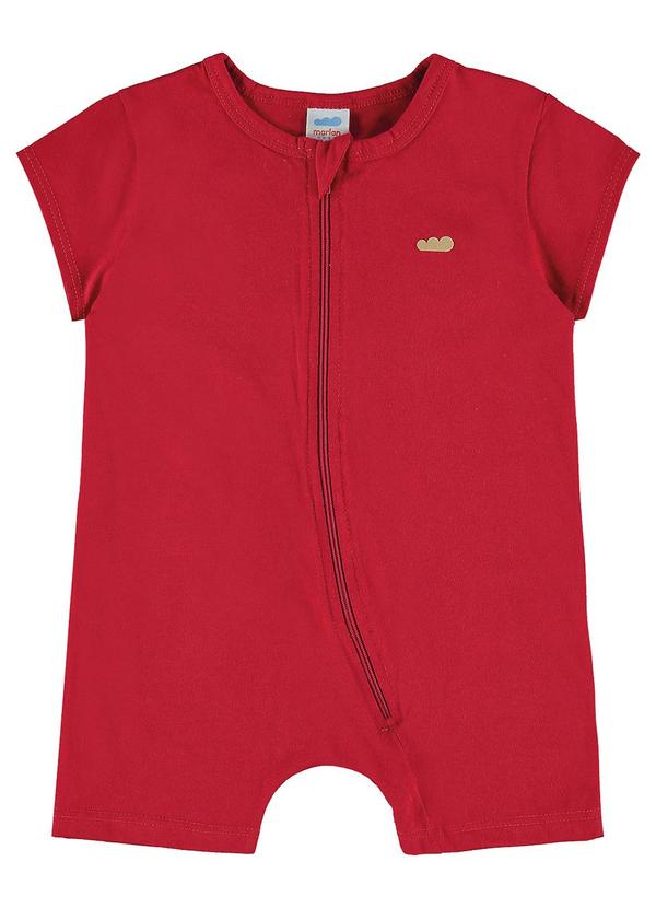 Marlan - Macacão Unissex em Meia Malha Penteada Vermelho