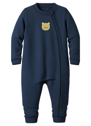 Malwee Kids - Macacão Ursinho Texturizado Azul Marinho - MALWEE KIDS