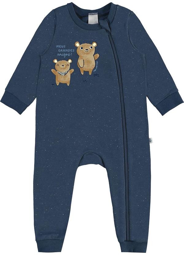 Malwee Kids - Macacão Ursinhos em MoletomAzul 2