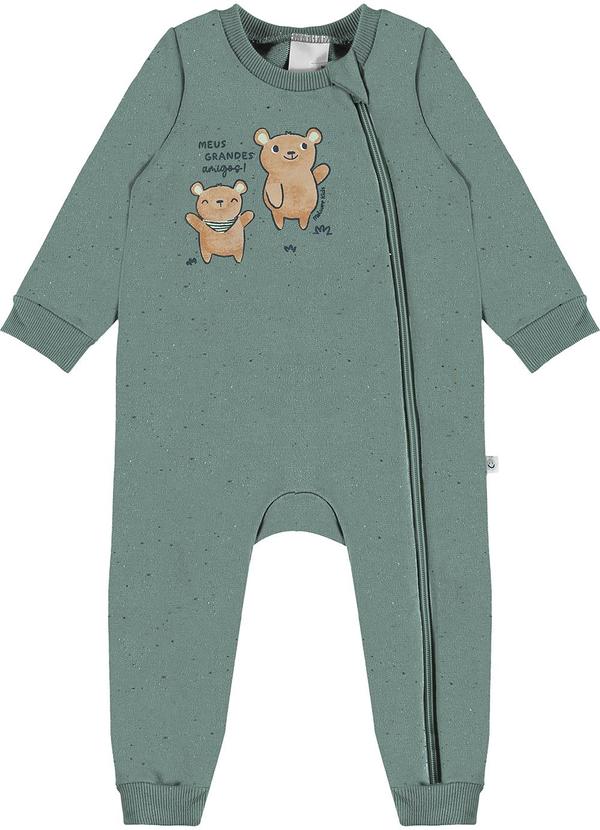 Malwee Kids - Macacão Ursinhos em Moletom Verde