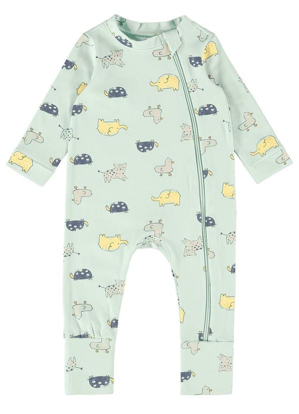 Malwee Kids - Macacão Verde Água Bichinhos Menina