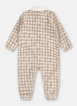 Up Baby - Macacão Xadrez para Bebê Menino Marrom - UP BABY