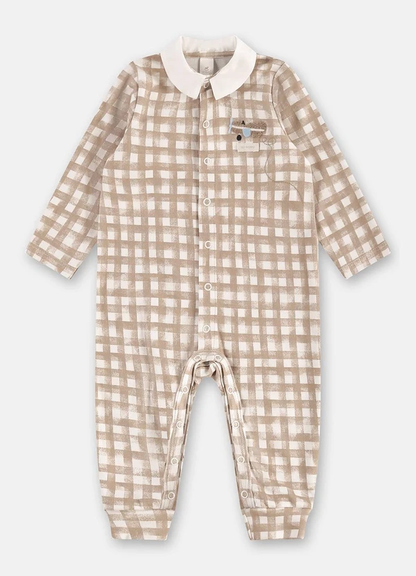 Up Baby - Macacão Xadrez para Bebê Menino Marrom
