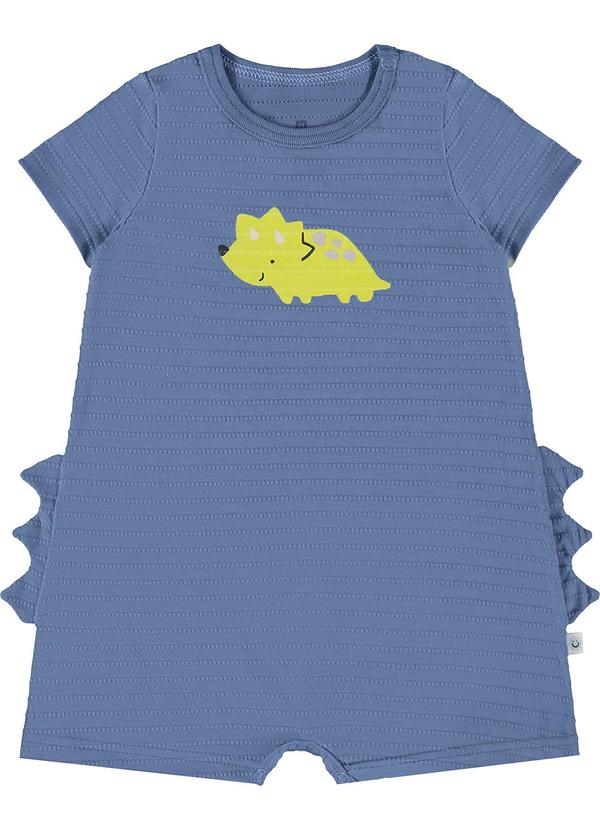 Malwee Kids - Macaquinho Azul Escuro Dino com Aplique Menino