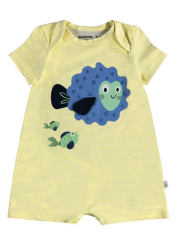 Malwee Kids - Macaquinho Baiacu com Aplique Amarelo Claro
