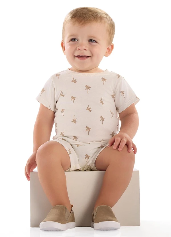 Quimby - Macaquinho Bebê Algodão Estampado Branco 1