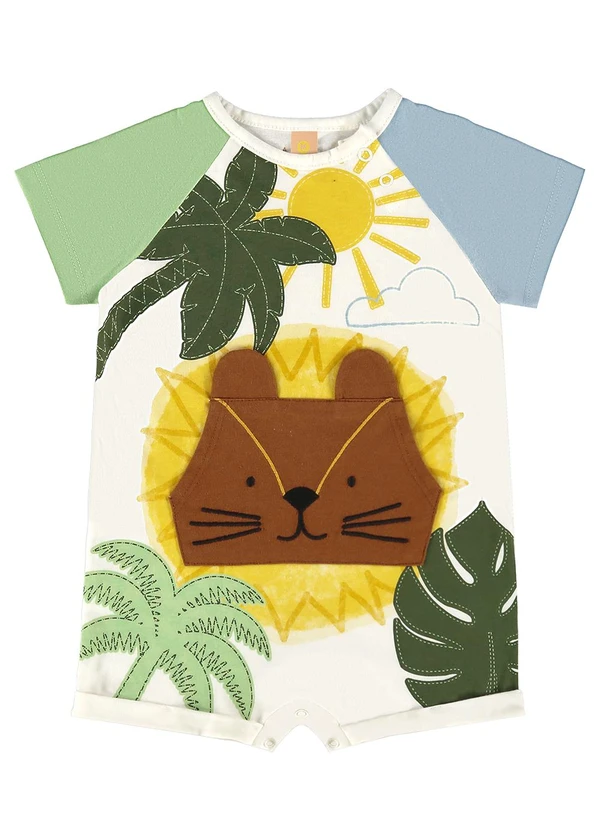 Três e Já - Macaquinho Bebê em Meia Malha Bege 2