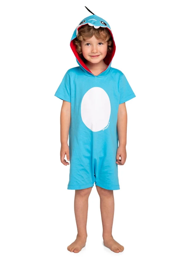 Marlan - Macaquinho Bebê em Meia Malha Penteada Azul