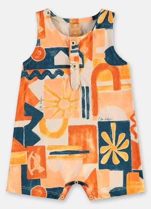 Up Baby - Macaquinho Bebê Estampa Abstrata Laranja - UP BABY