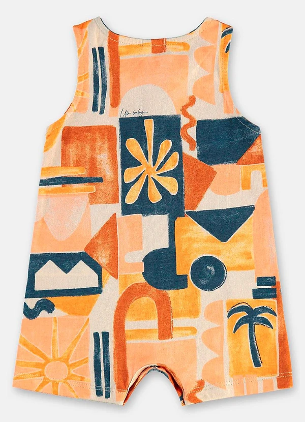 Up Baby - Macaquinho Bebê Estampa Abstrata Laranja 3