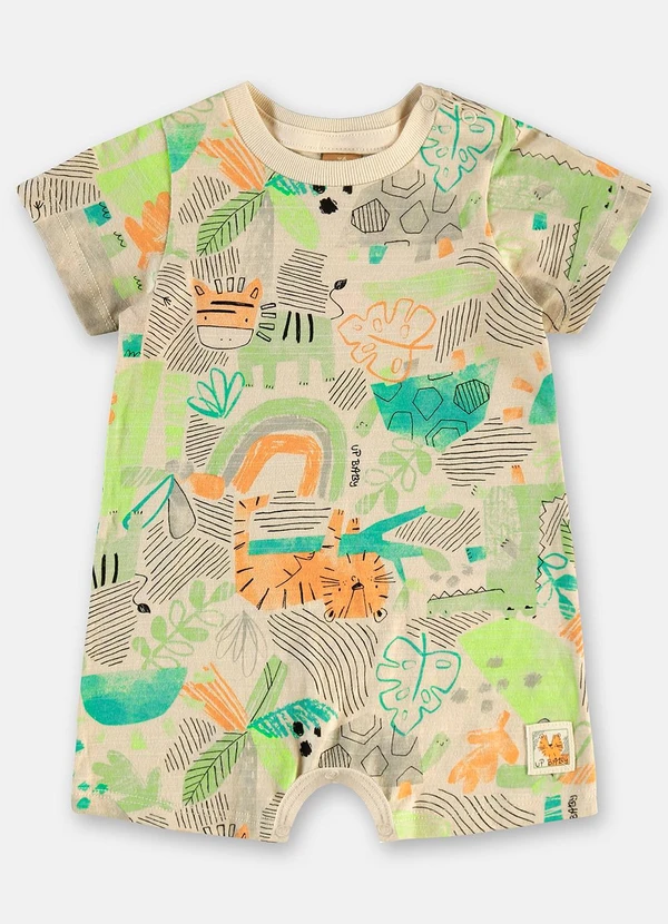 Up Baby - Macaquinho Bebê Menino Algodão Safári Bege 1