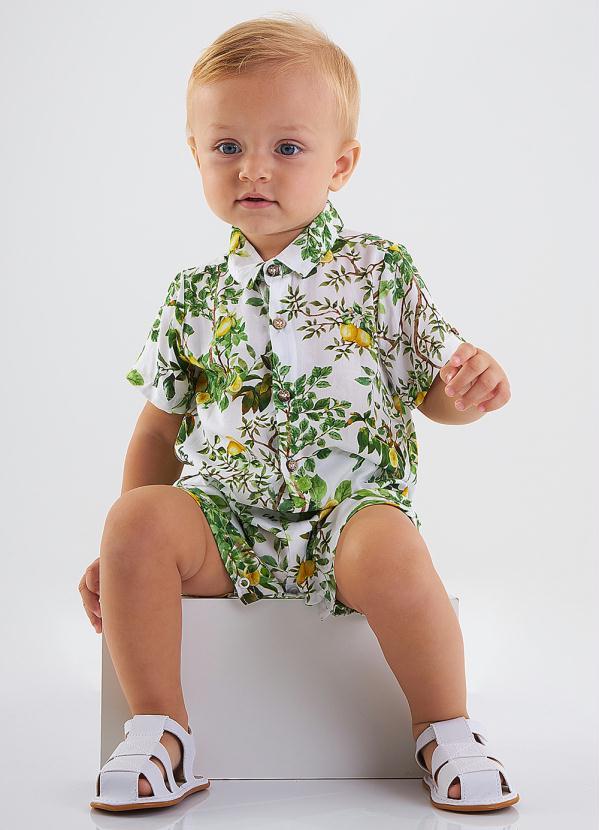 Up Baby - Macaquinho Bebê Menino Branco