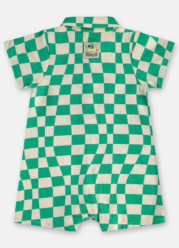 Três e Já - Macaquinho Bebê Menino com Linho Branco 3