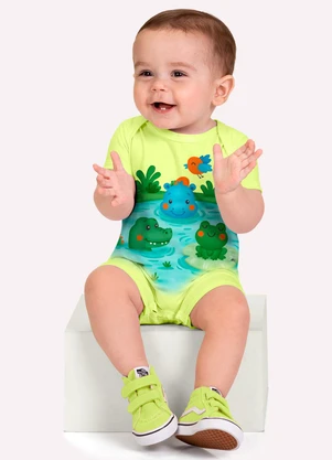 Kyly - Macaquinho Bebê Menino em Algodão Amarelo - KYLY