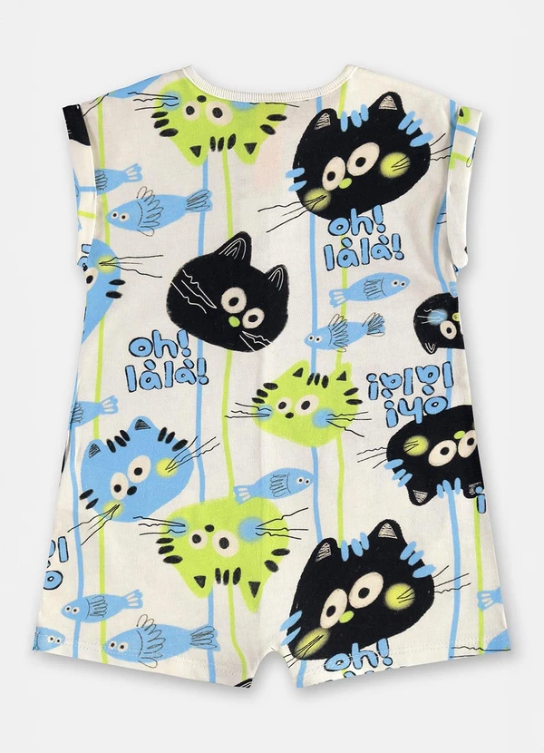 Três e Já - Macaquinho Bebê Menino em Algodão Branco 4