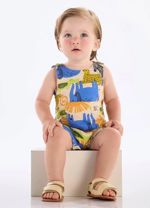 Up Baby - Macaquinho Bebê Menino em Algodão Branco - UP BABY