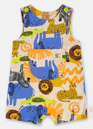 Up Baby - Macaquinho Bebê Menino em Algodão Branco - UP BABY