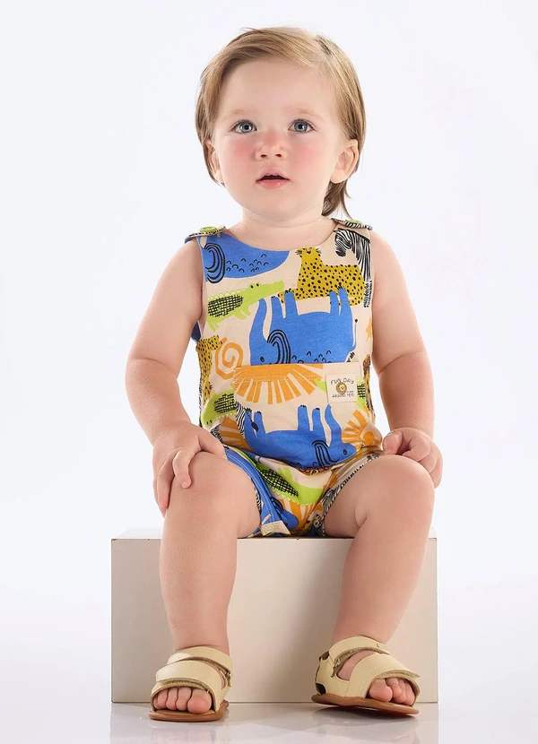 Up Baby - Macaquinho Bebê Menino em Algodão Branco