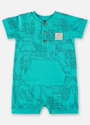 Up Baby - Macaquinho Bebê Menino em Malha Flamê Azul - UP BABY