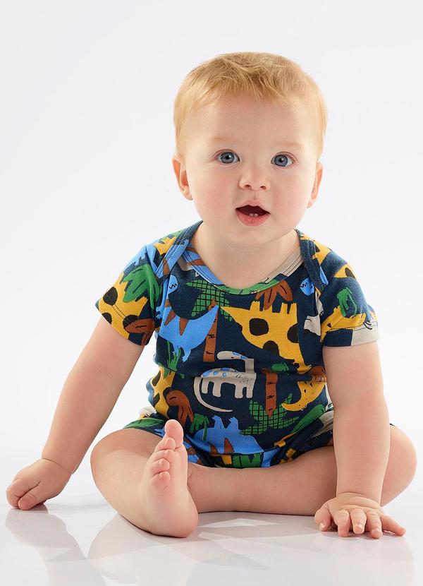 Up Baby - Macaquinho Bebê Menino em Suedine Azul