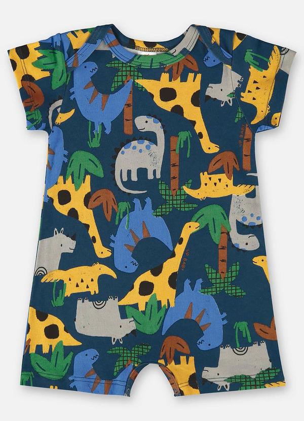 Up Baby - Macaquinho Bebê Menino em Suedine Azul 2