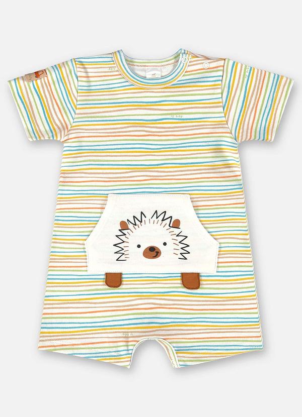 Up Baby - Macaquinho Bebê Menino em Suedine Bege