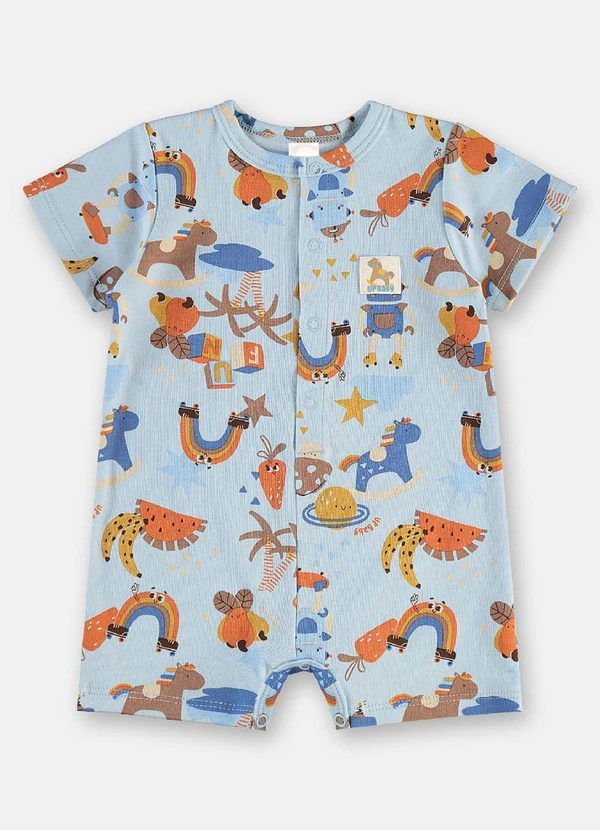 Up Baby - Macaquinho Bebê Menino em Suedine Azul 2