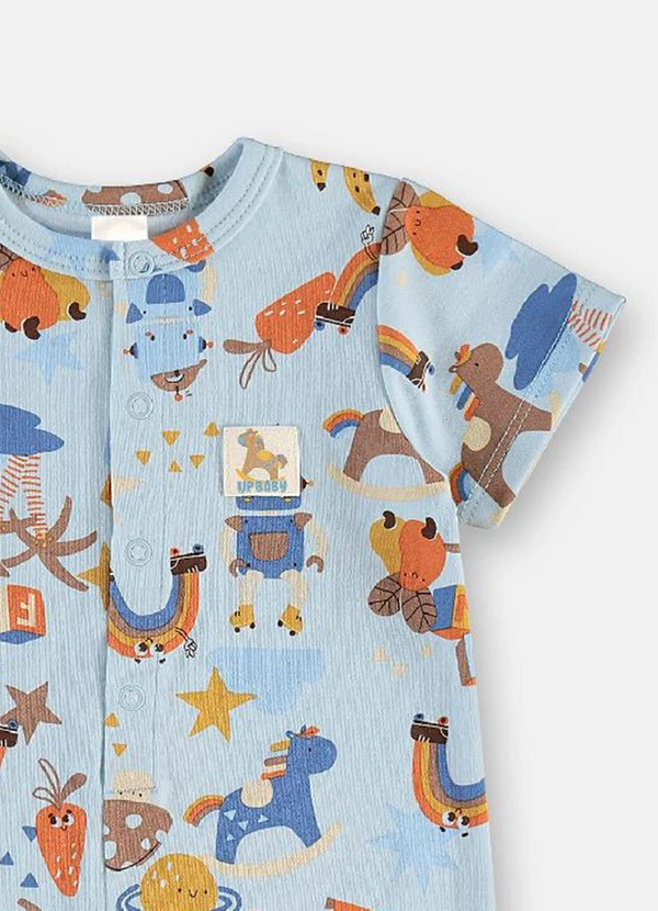 Up Baby - Macaquinho Bebê Menino em Suedine Azul 4