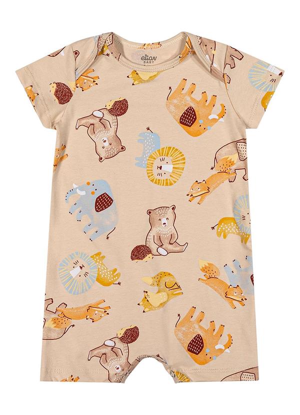 Elian - Macaquinho Bebê Menino Estampado Branco