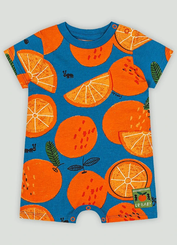 Up Baby - Macaquinho Bebê Menino Estampado Up Baby Azul