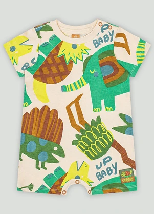 Macaquinho Bebê Menino Estampado Up Baby Bege - UP BABY