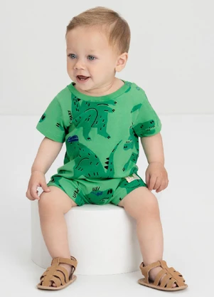Macaquinho Bebê Menino Estampado Up Baby Verde - UP BABY