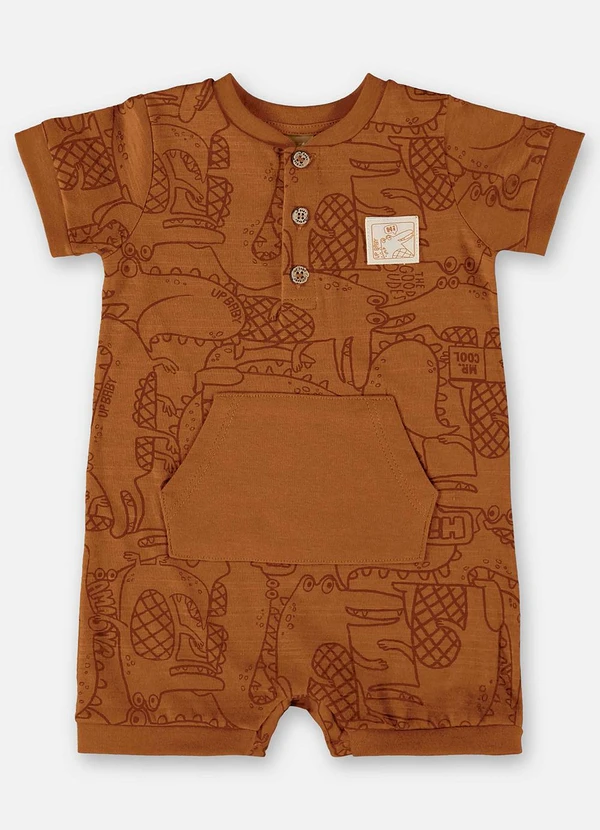 Up Baby - Macaquinho Bebê Menino Malha Flamê Marrom 2